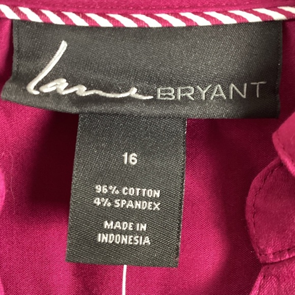 Lane Bryant NWT Top Sz 16 Fuchsia Pink Long Sleeve Button Up Shirt Sheen - Picture 4 of 7